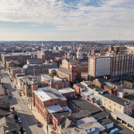 Aerial view of York, PA.